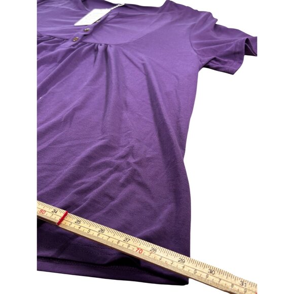 Vislily Plus Size Purple Button-Front Tunic Top Rayon/Spandex - Picture 10 of 10